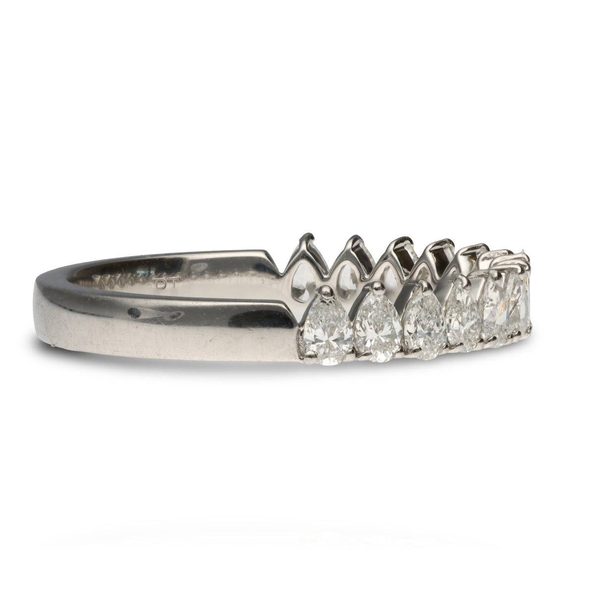 Platinum Pear Diamond Band 0.77ctw G/H SI1 Size 7 Anniversary Ring 3.6gram