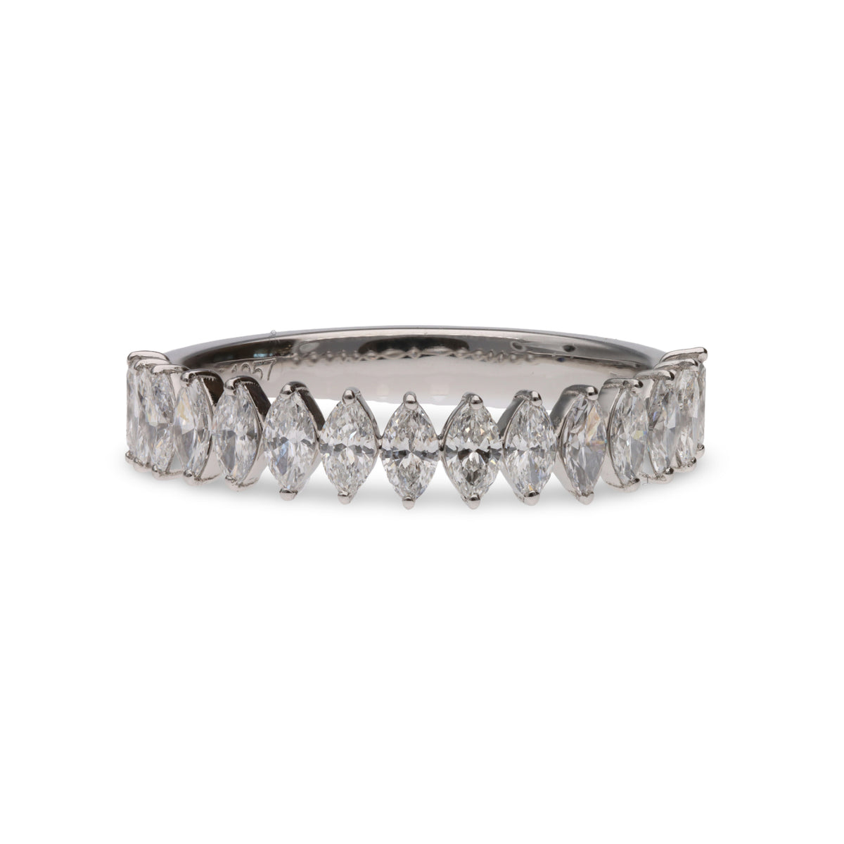 Platinum Marquise Diamond Band 0.89ctw G/H SI1 Size 7 Anniversary Ring 3.7g