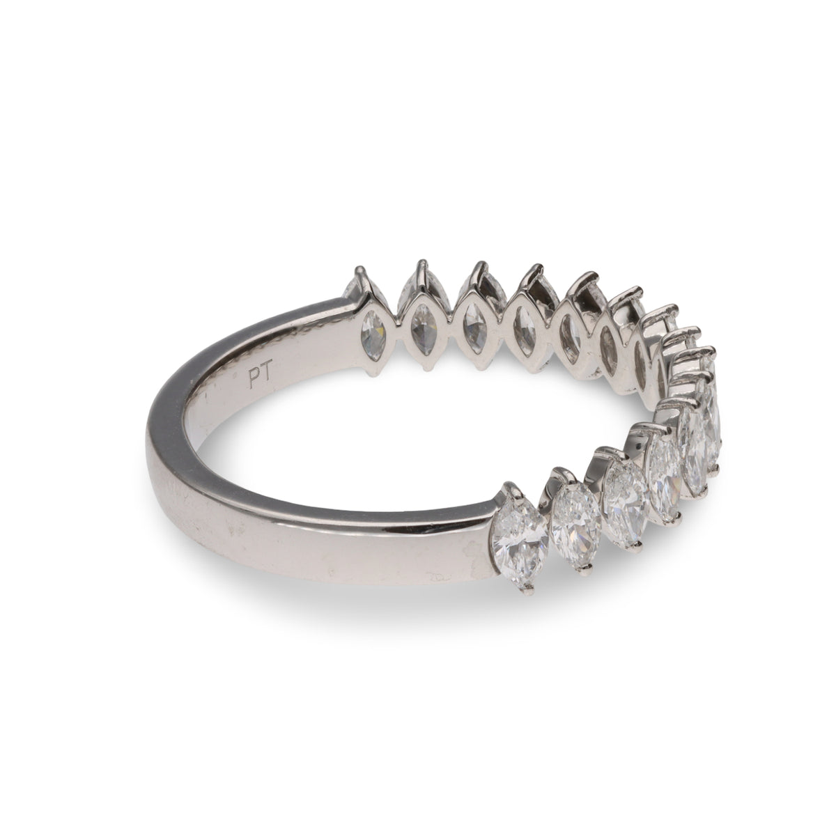 Platinum Marquise Diamond Band 0.89ctw G/H SI1 Size 7 Anniversary Ring 3.7g