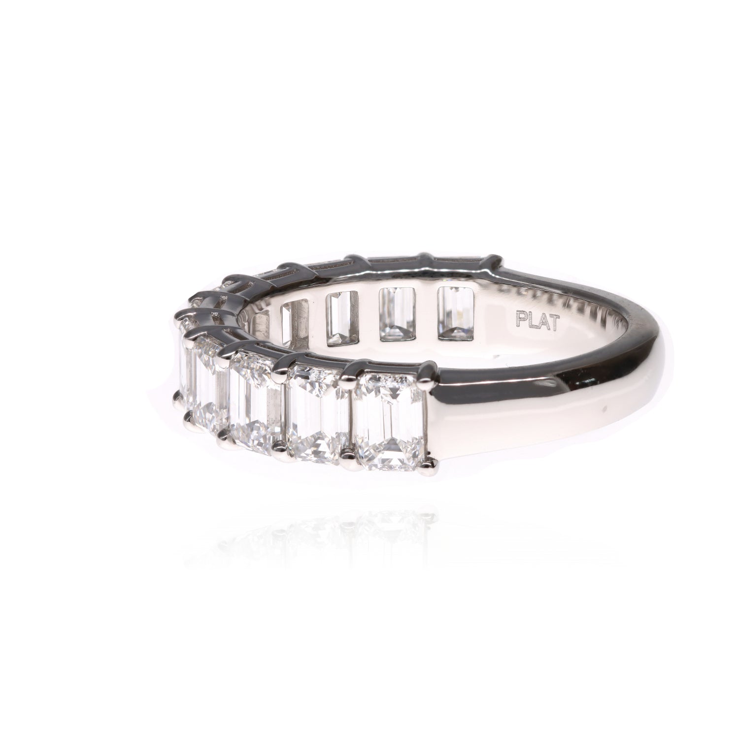Platinum Half Eternity Emerald Cut 2.83ctw Diamond Band