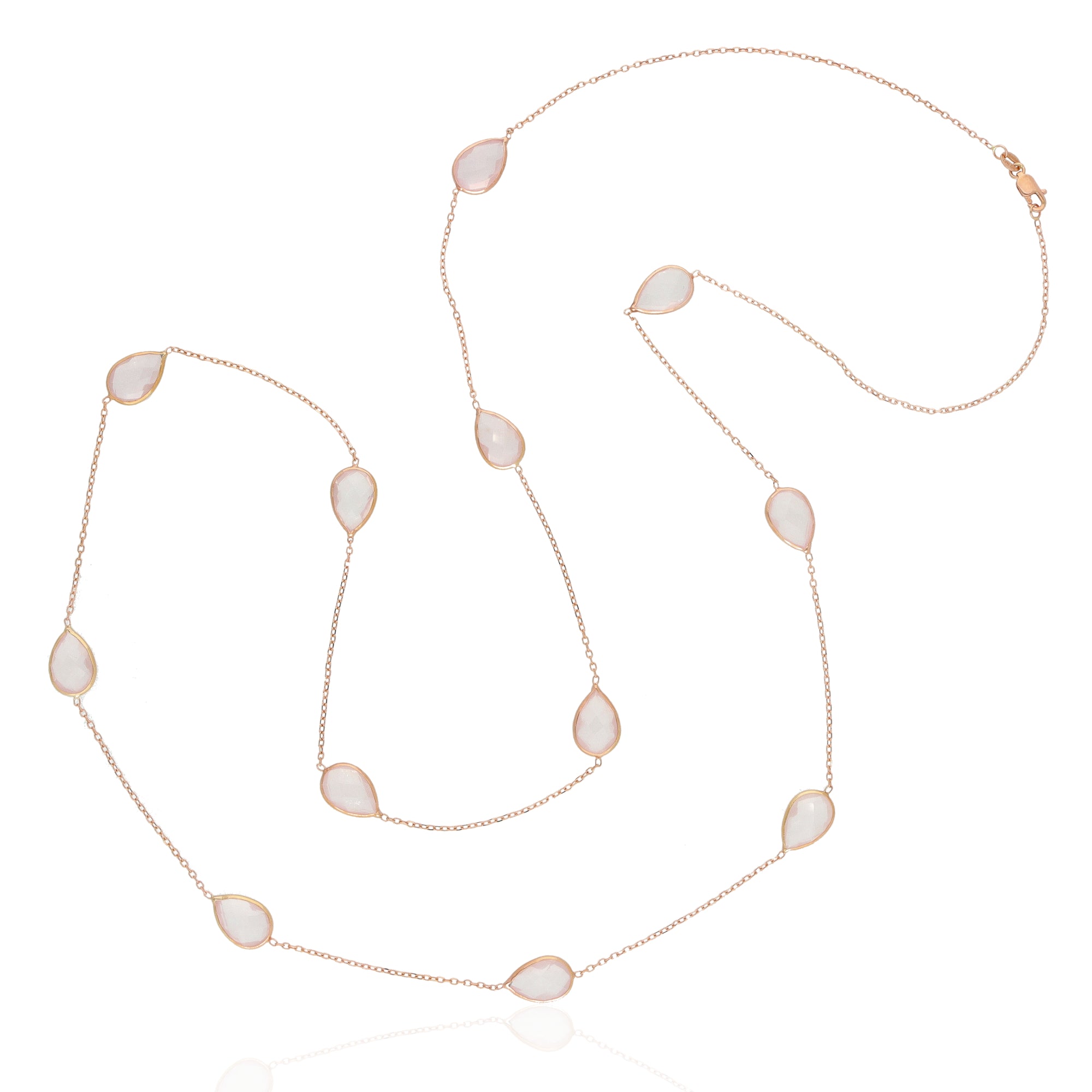 14KT Rose Gold and Rose Quartz Long Fashion Necklace