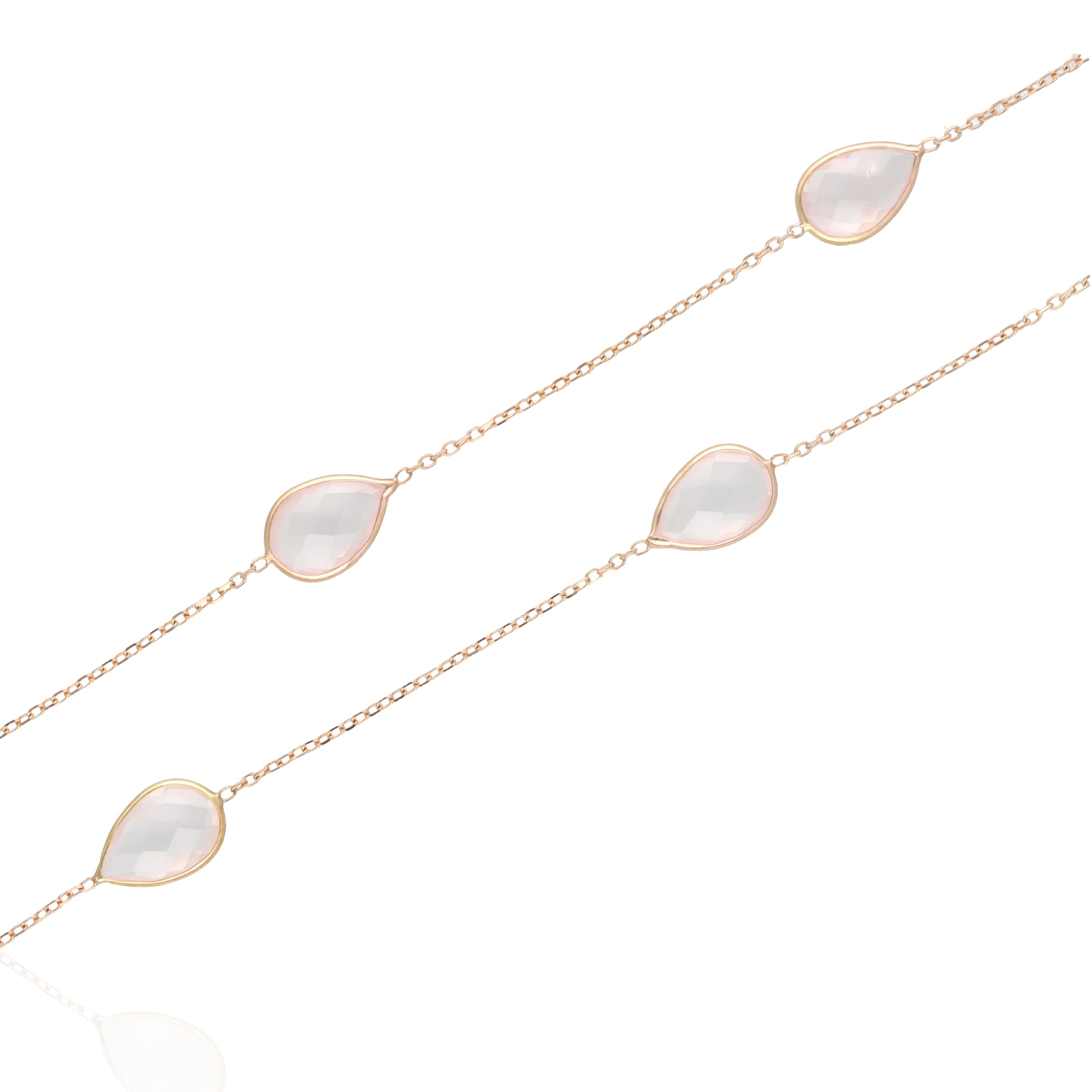 14KT Rose Gold and Rose Quartz Long Fashion Necklace