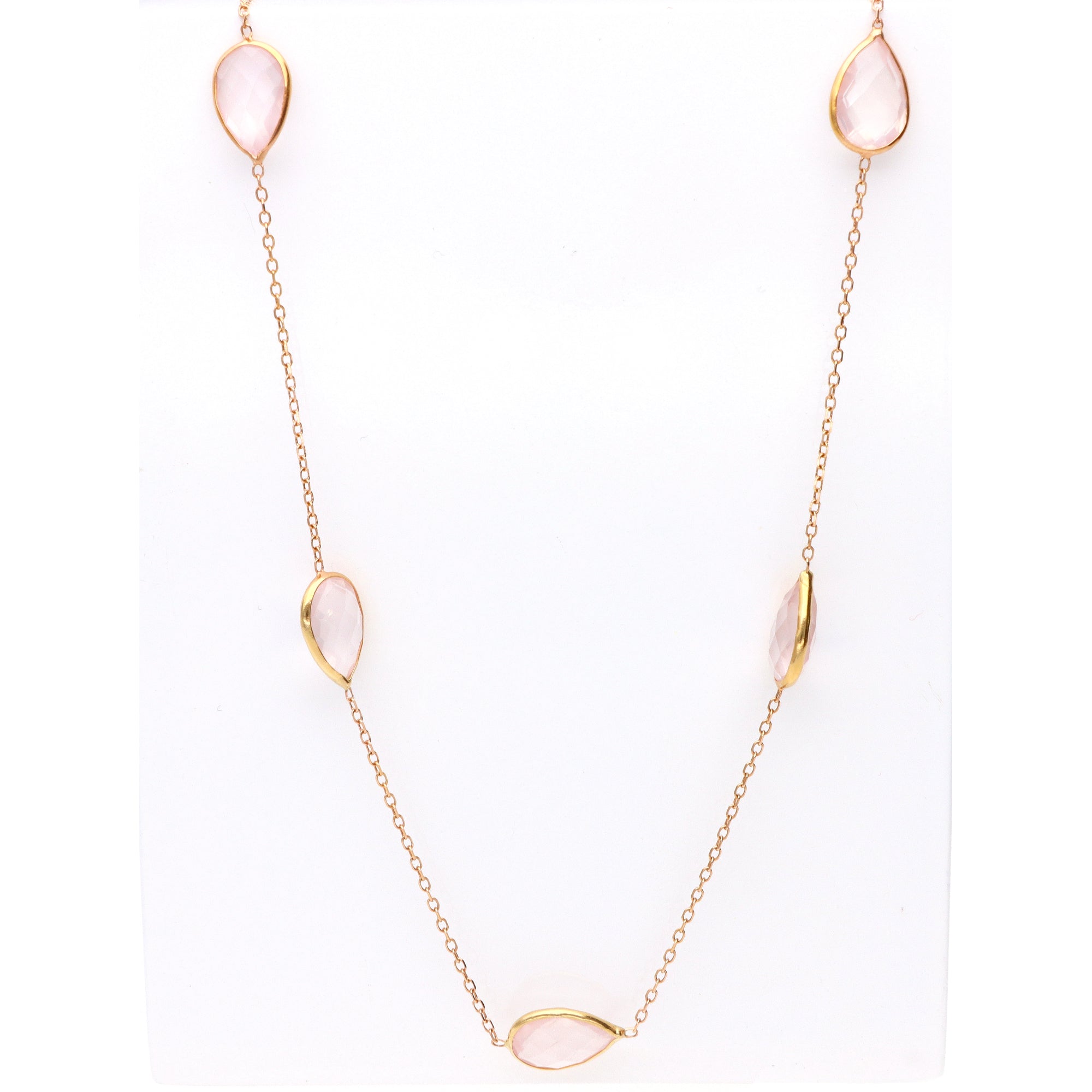 14KT Rose Gold and Rose Quartz Long Fashion Necklace