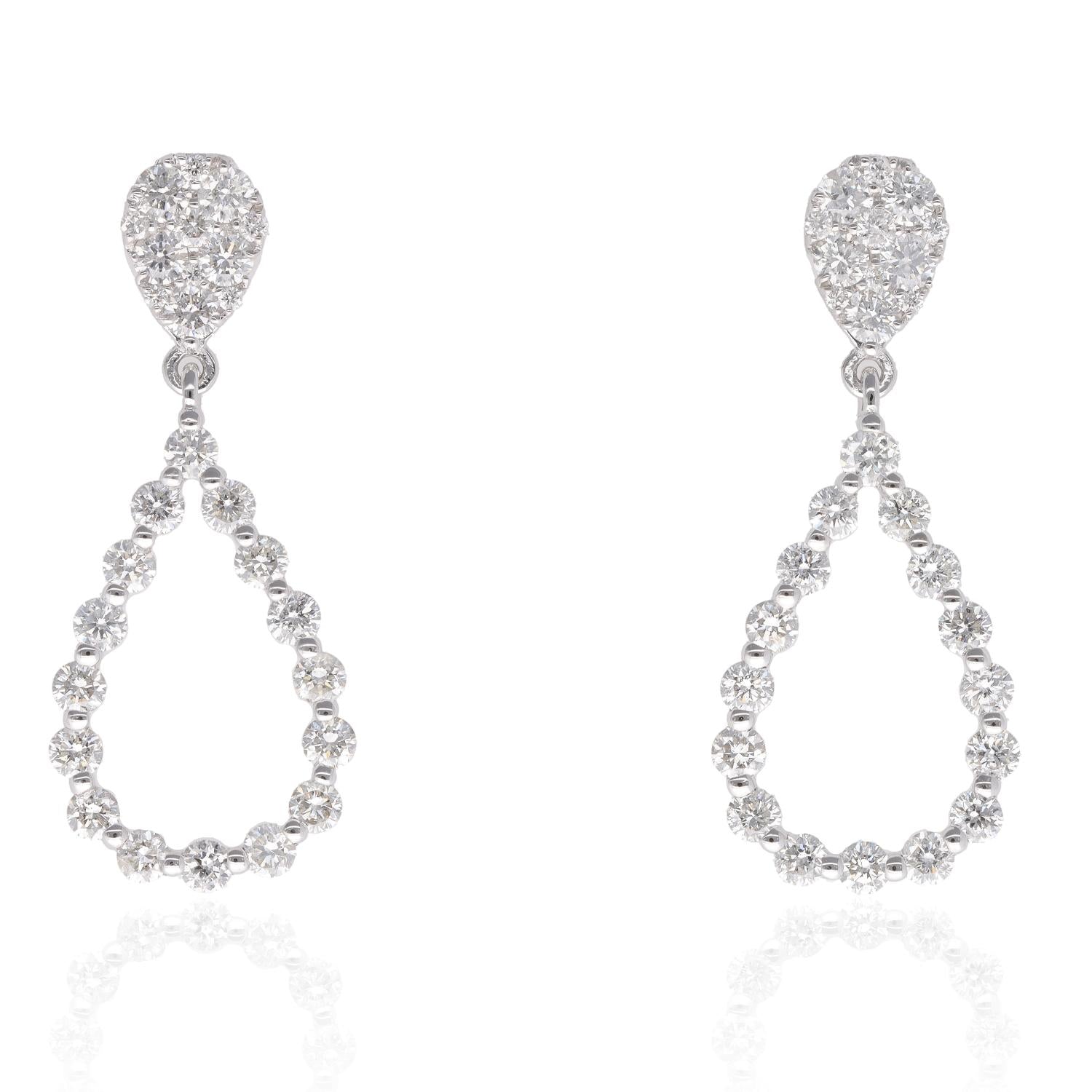14K White Gold 1.53ctw Teardrop Earrings