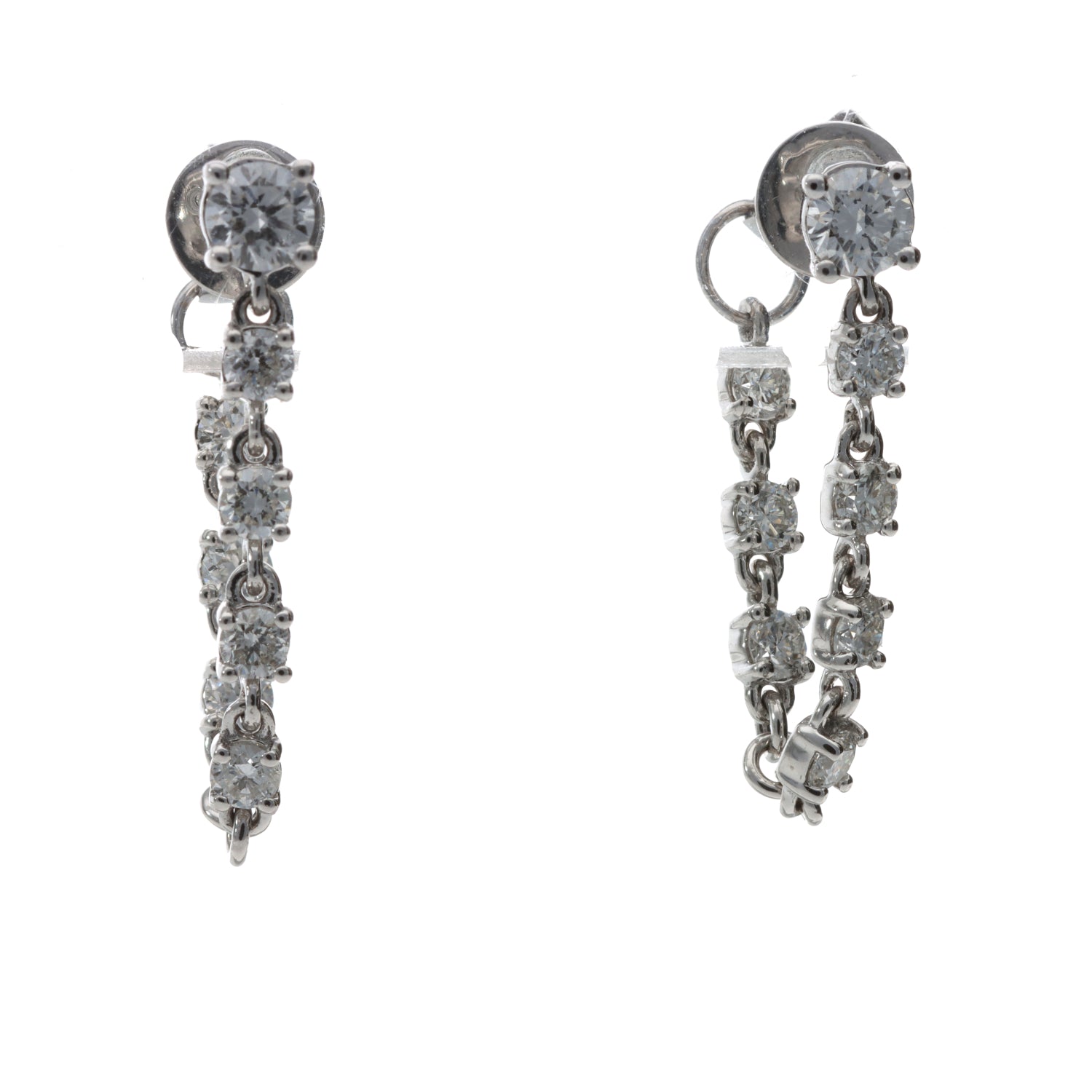 14K White Diamond .64ctw Front-to-Back Dangle Earr