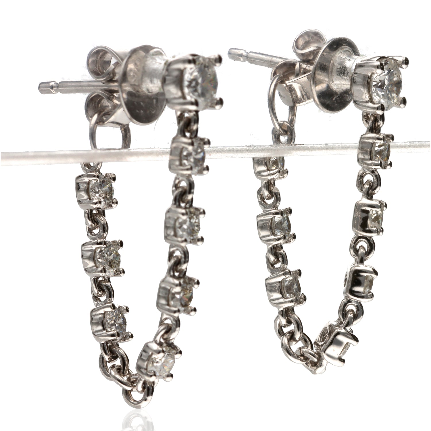14K White Diamond .64ctw Front-to-Back Dangle Earr