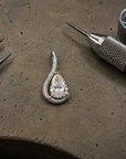 Custom 1.37 Carat Pear Shape Diamond Pendant in 14K White Gold