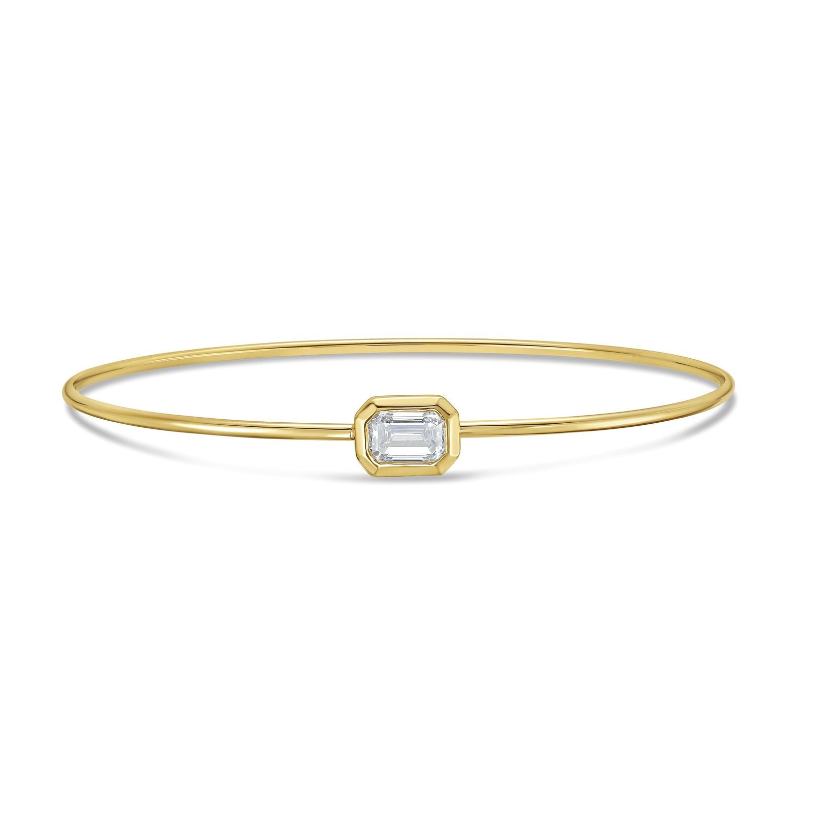 14K Yellow Gold Emerald Cut Lab Grown Diamond Bangle Bracelet – .76 CT