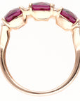 14K Rose Three Stone Cushion Garnet Ring