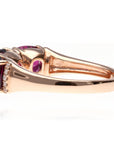 14K Rose Three Stone Cushion Garnet Ring