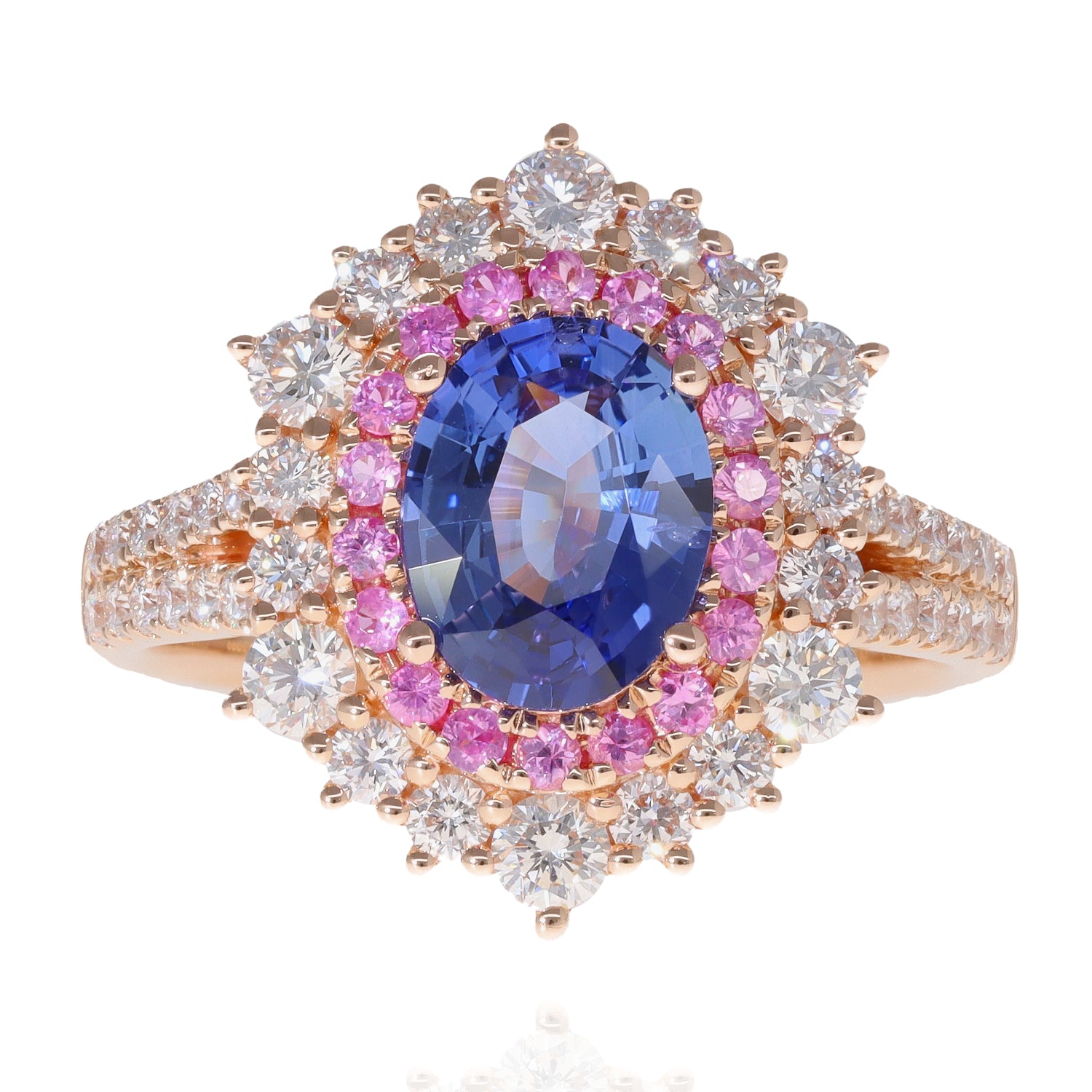18KT Rose Gold Oval Sapphire ring