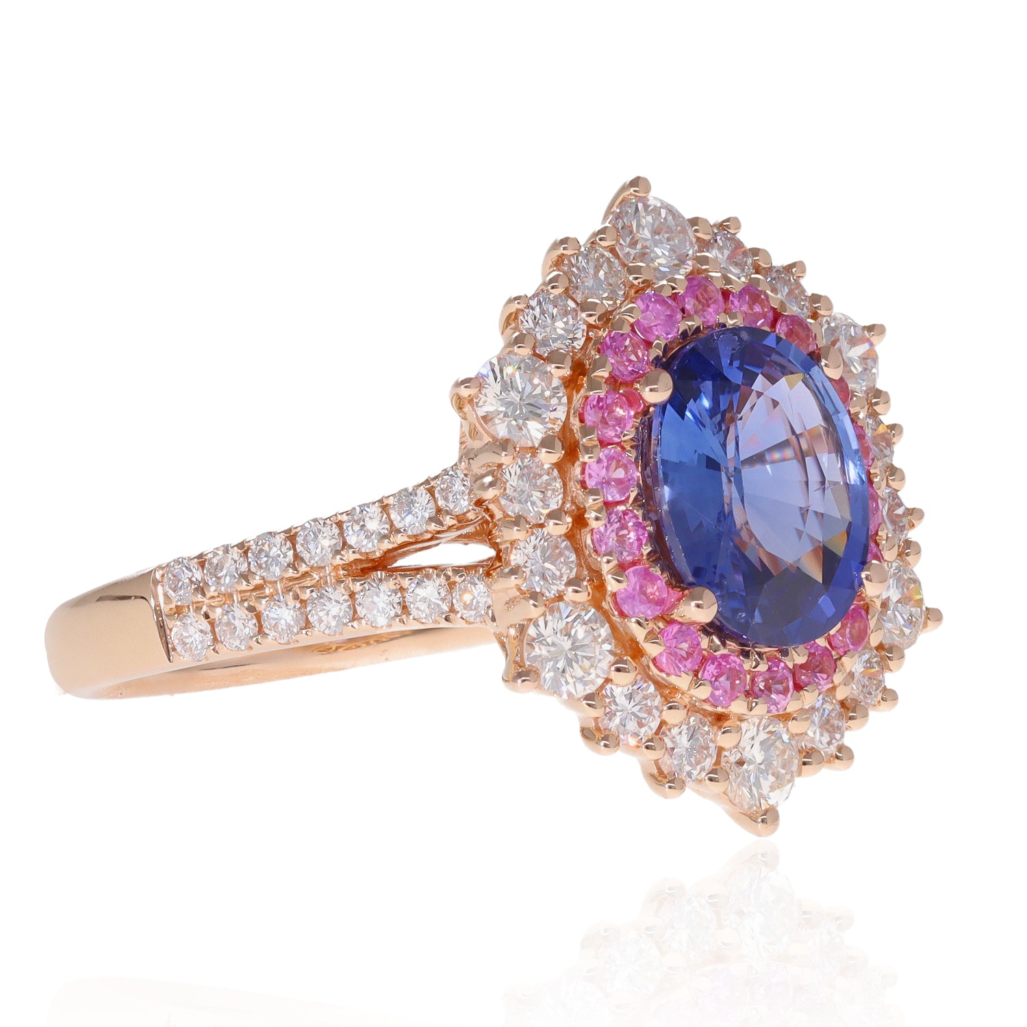 18KT Rose Gold Oval Sapphire ring