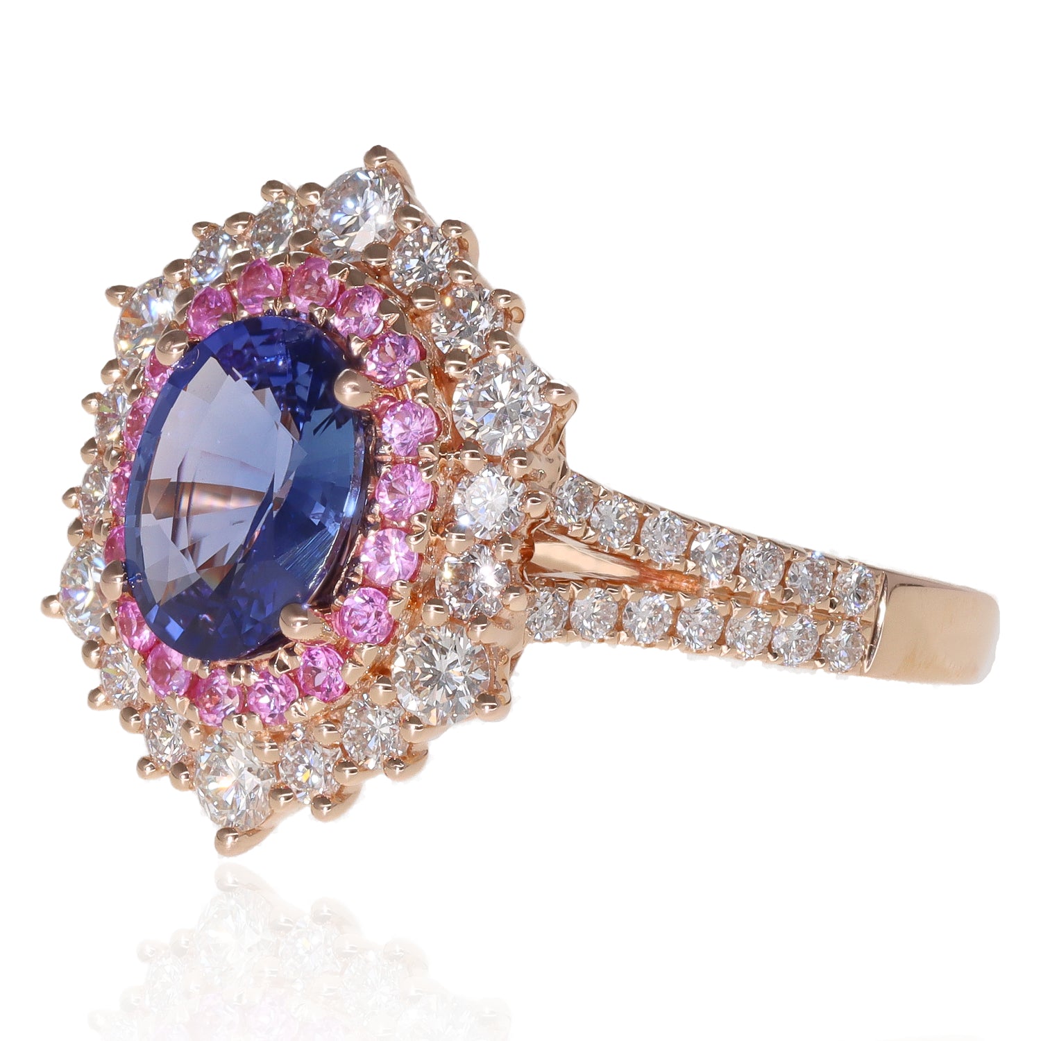 18KT Rose Gold Oval Sapphire ring