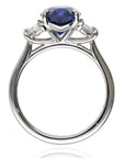 Iroff 1957 Oval Sapphire Three Stone Ring