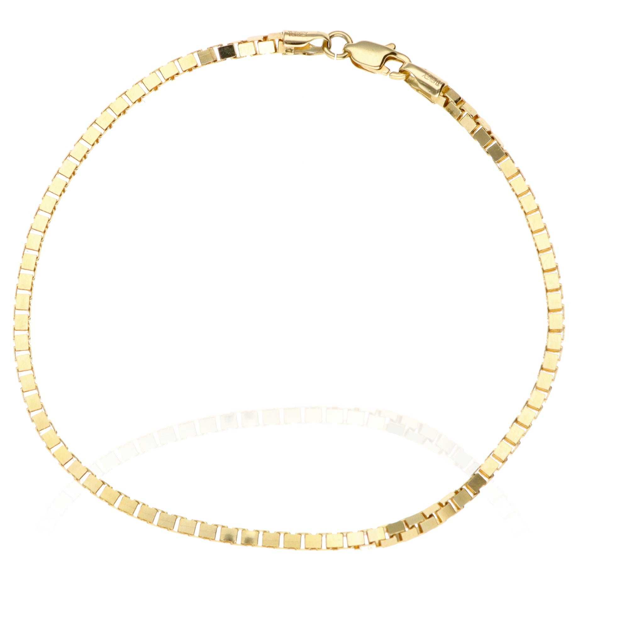 14K Yellow Gold Box Chain Bracelet 7.25in 2mm 5.74g Sleek Classic Style