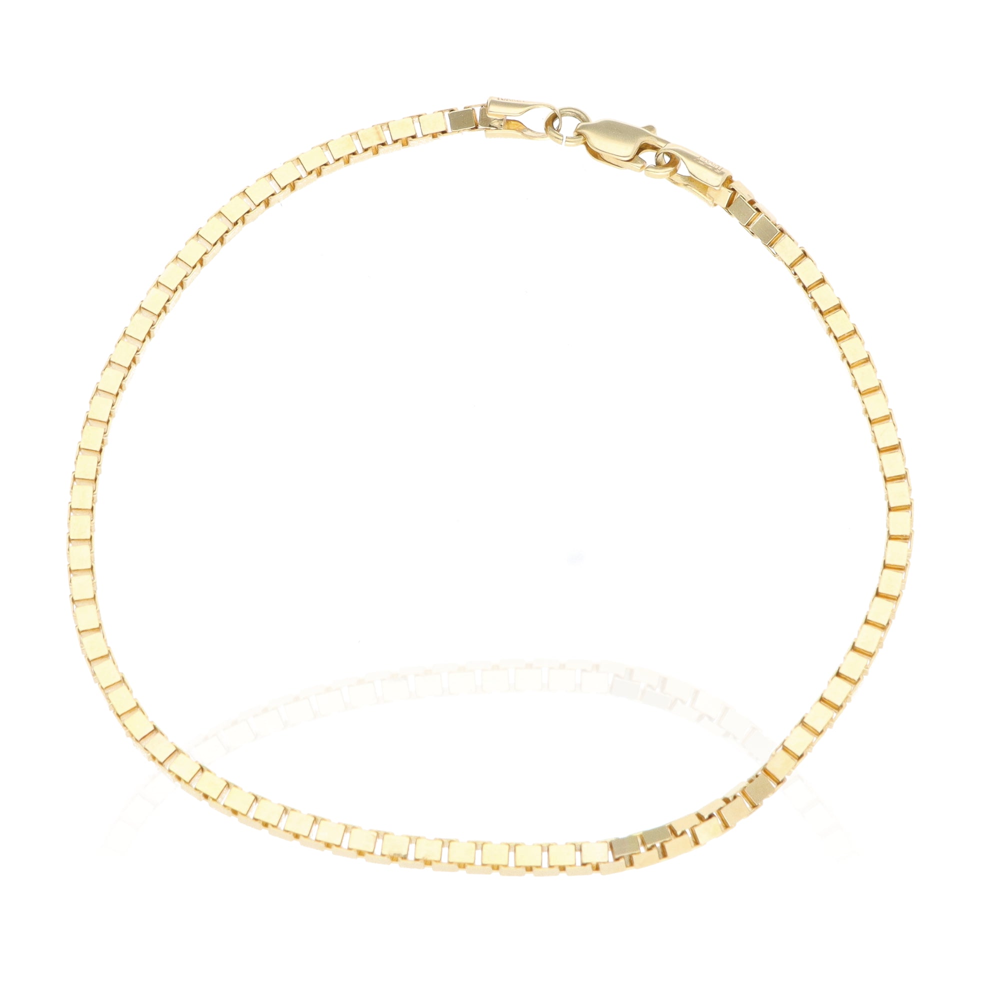 14K Yellow Gold Box Chain Bracelet 7.25in 2mm 5.74g Sleek Classic Style