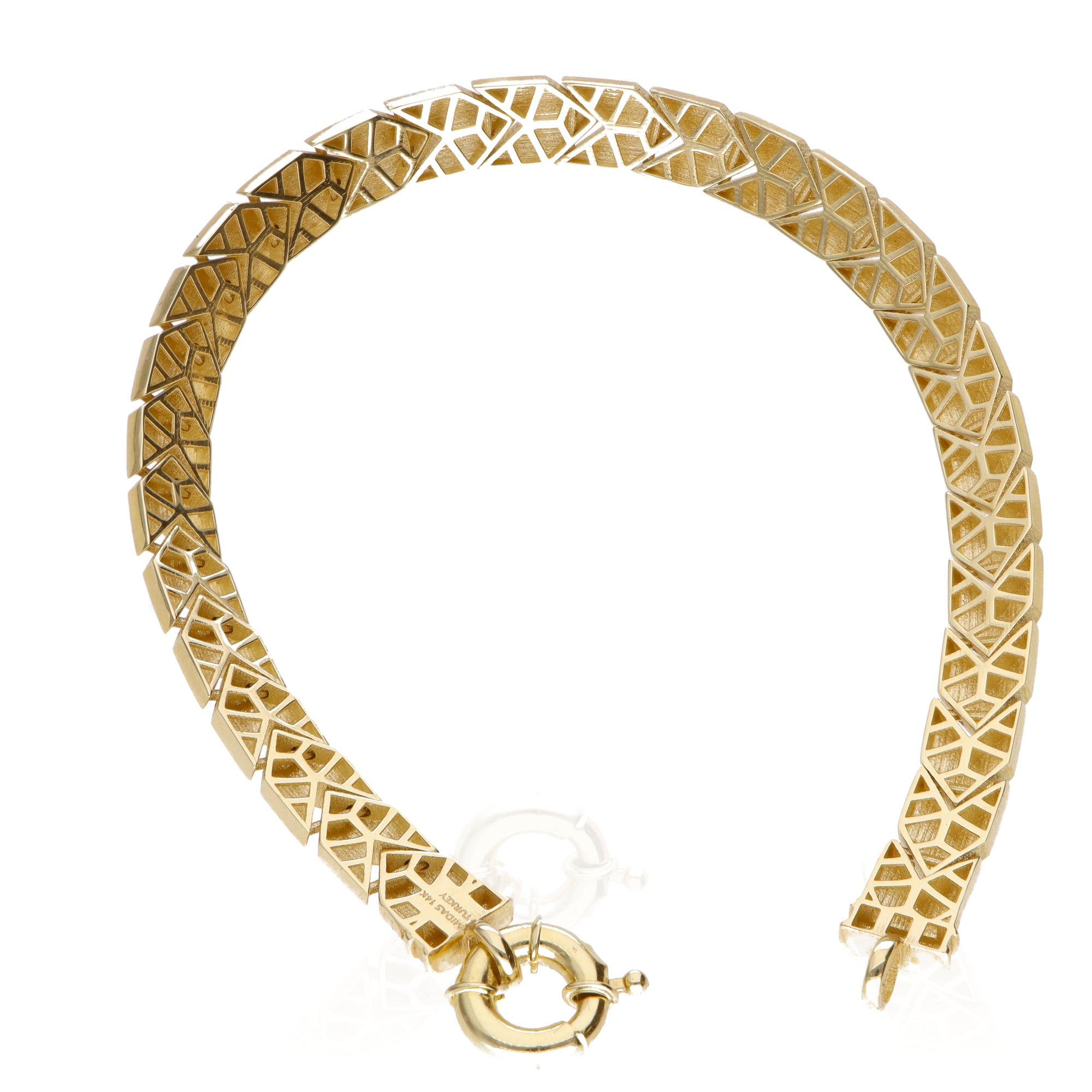 14K Yellow Gold Arrow Link Bracelet 7in 10.3g Polished Bold Elegant