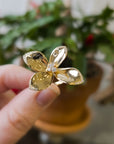 14K Yellow Gold .29ctw Four Petal Diamond Flower Ring