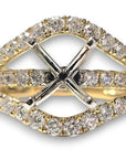 14K Yellow Three Row Contoured 2ct Mounting