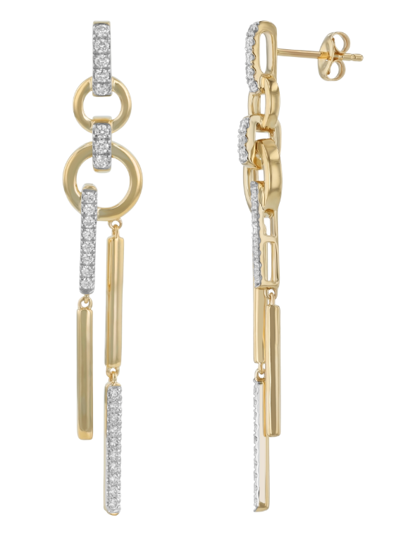 14K Yellow Gold Diamond Geometric Drop Earrings – .53 CTW