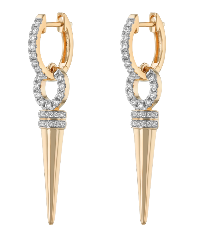 14K Yellow Gold Diamond Spike Drop Earrings – .55 CTW
