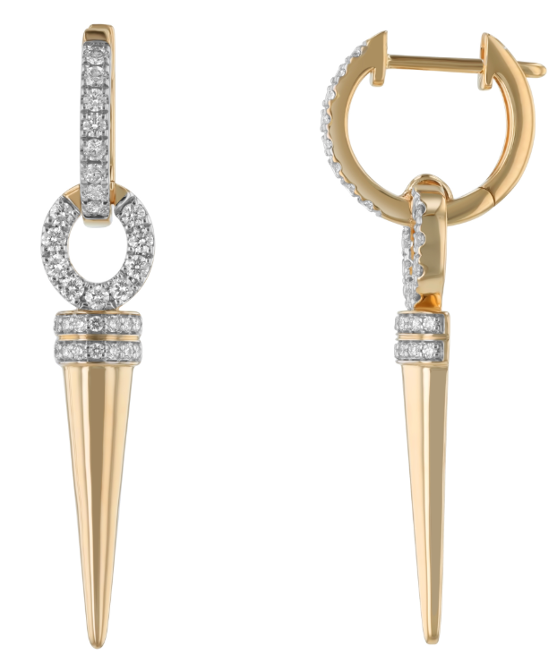 14K Yellow Gold Diamond Spike Drop Earrings – .55 CTW