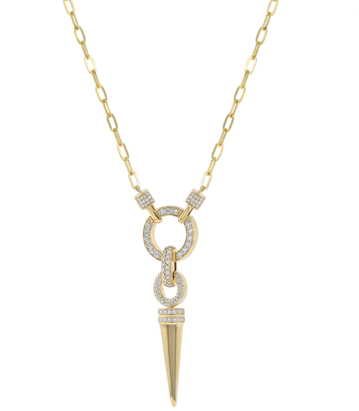 14K Yellow Gold Diamond Spike Drop Necklace – 1.00 CTW