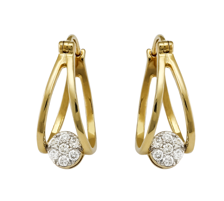 14K Yellow Gold Diamond Oval Hoop Earrings – .25 CTW