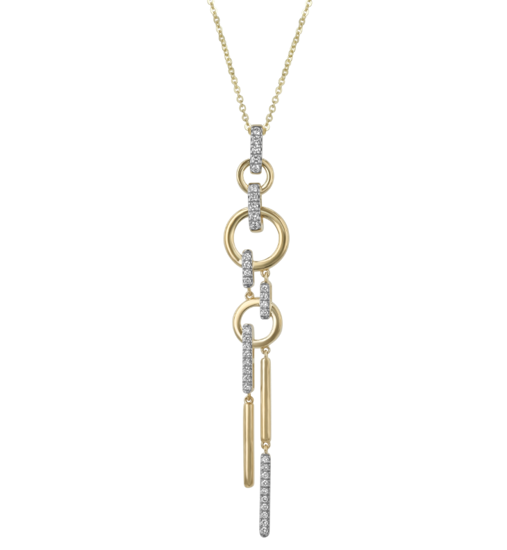 14K Yellow Gold Diamond Geometric Drop Pendant Necklace – .35 CTW