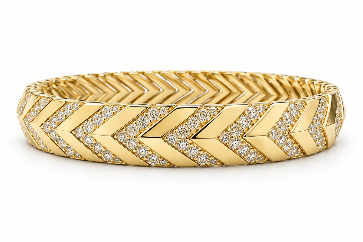 14KT YG Flex Geometric style bracelet with 5.81 ct