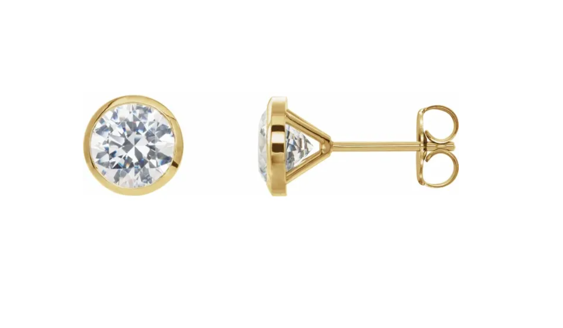 2 CTW Lab-Grown Diamond Bezel Stud Earrings in 14K Yellow Gold