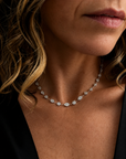14K White Gold Diamond Cluster Necklace – 4.05 CTW Diamond Heart & Teardrop Necklace