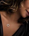 14K White Gold Diamond Circle Pendant Necklace – 1.30 CTW Diamonds