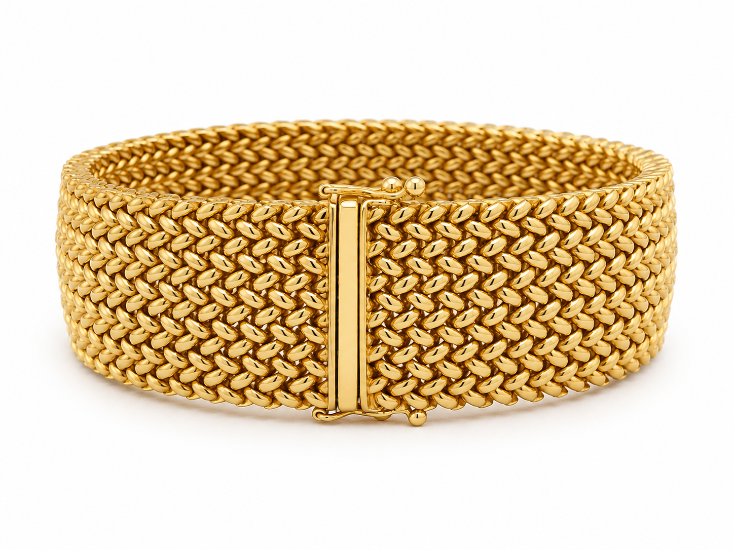 Vintage 14K Yellow Gold Woven Mesh Bracelet – 35.5 Grams