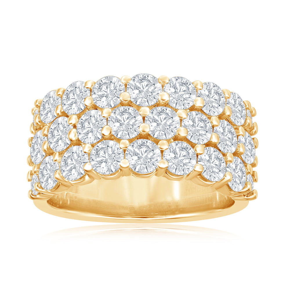 14K Yellow Gold 3.02 CTW Multi-Row Diamond Band