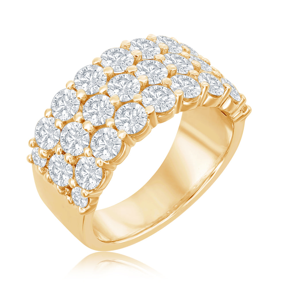14K Yellow Gold 3.02 CTW Multi-Row Diamond Band