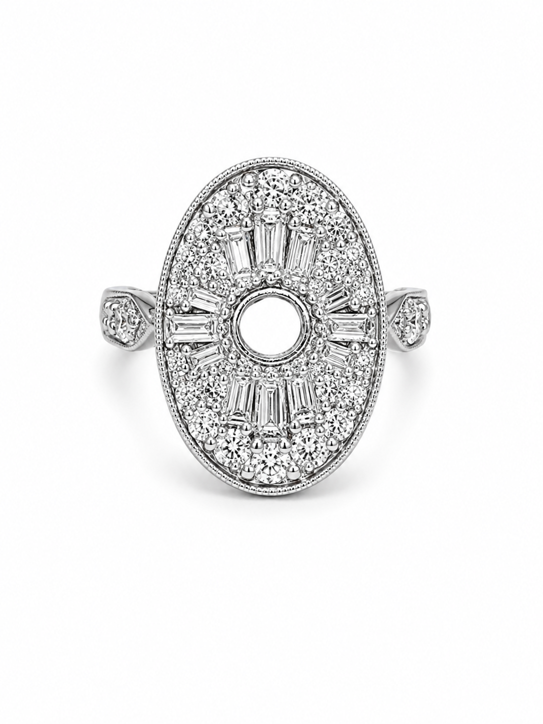 14K White Gold Art Deco-Inspired Diamond Cocktail Ring – 1.75 CTW
