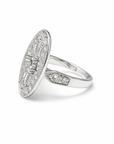 14K White Gold Art Deco-Inspired Diamond Cocktail Ring – 1.75 CTW