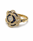 14K Yellow Gold Diamond & Sapphire Statement Ring – 1.72 CTW