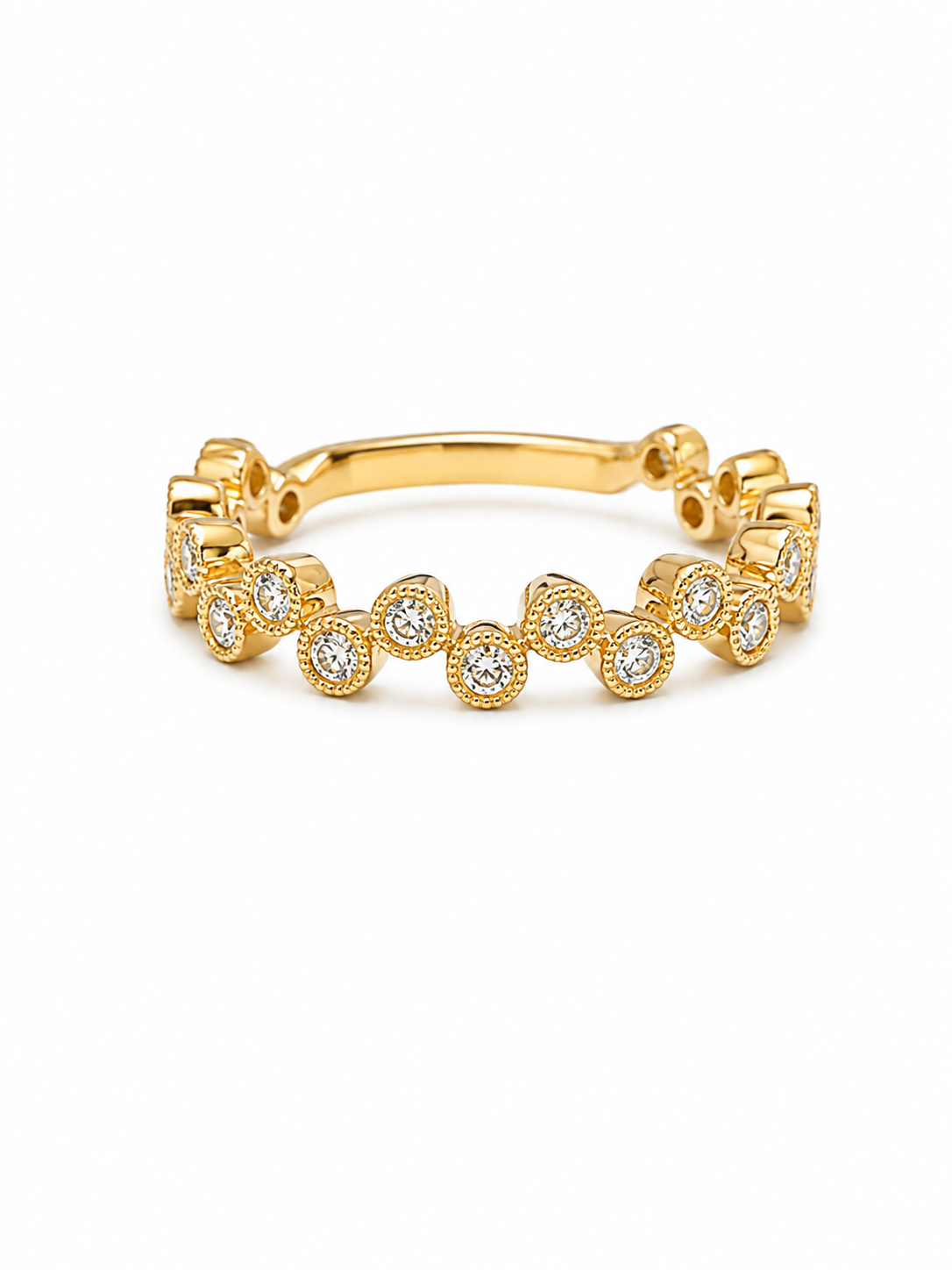 14K Yellow Gold Diamond Bezel Station Band – .47 CTW