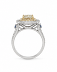 Two-Tone Diamond & Blue Sapphire Double Halo Engagement Ring – 1.91 CT Center