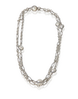 David Yurman Sterling Silver Pearl Figaro Link Station Necklace – 40"