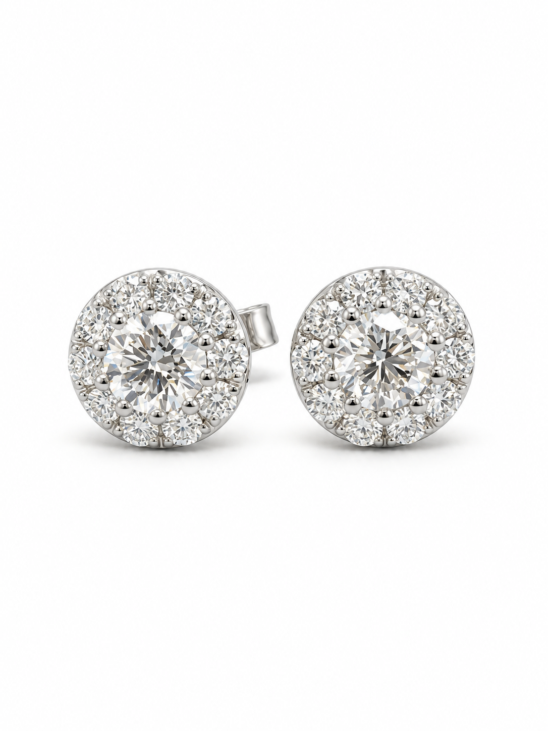14K White Gold Diamond Cluster Stud Earrings – .50 CTW