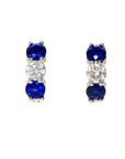 14K White Sapphire 1.50tw and Diamond .62tw Huggie