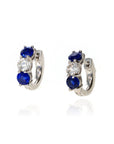 14K White Sapphire 1.50tw and Diamond .62tw Huggie