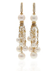 David Yurman 18k Yellow Gold Diamond & Pearl Drop Earrings 16.6g