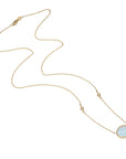 14K Yellow Gold Oval Opal & Diamond Station Necklace