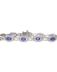 14K White Gold Sapphire Diamond Tennis Bracelet 6.15ctw Elegant Luxe