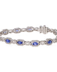 14K White Gold Sapphire Diamond Tennis Bracelet 6.15ctw Elegant Luxe