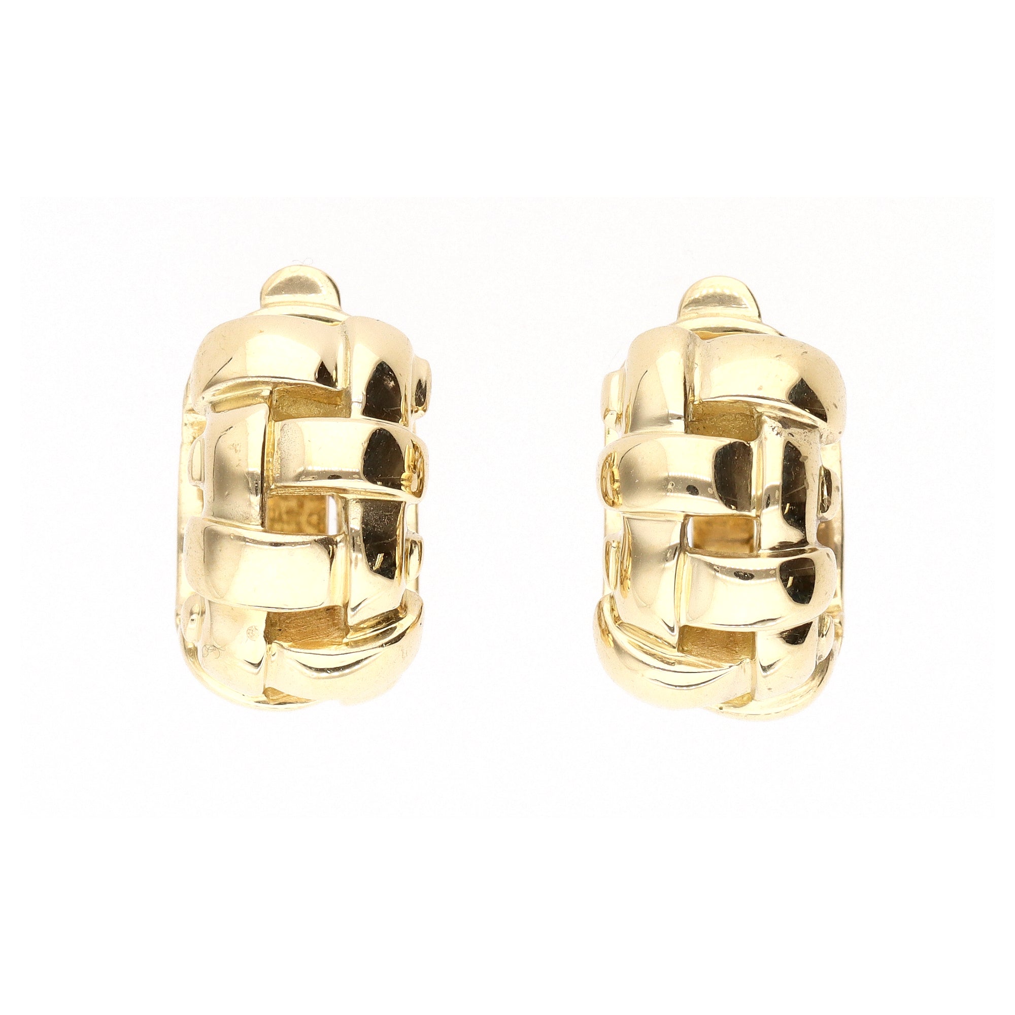 Tiffany 18K Gold Basket Weave Hoops